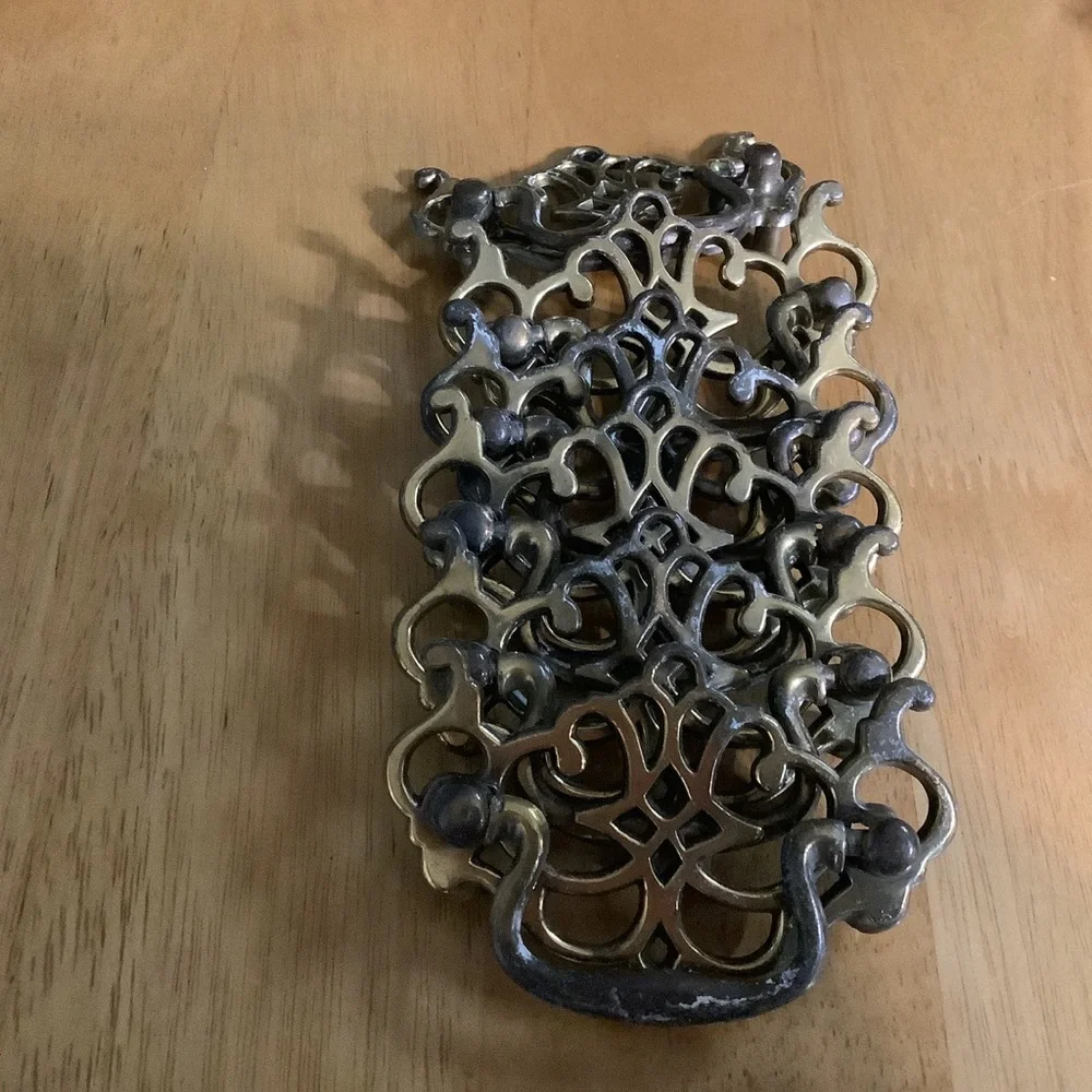 8 Ornate Metal drawer pulls in Aged Brass